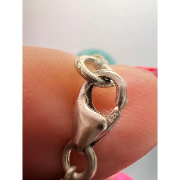 Dyed jadeite beaded necklace with sterling silver clasp - Picture 7 of 11